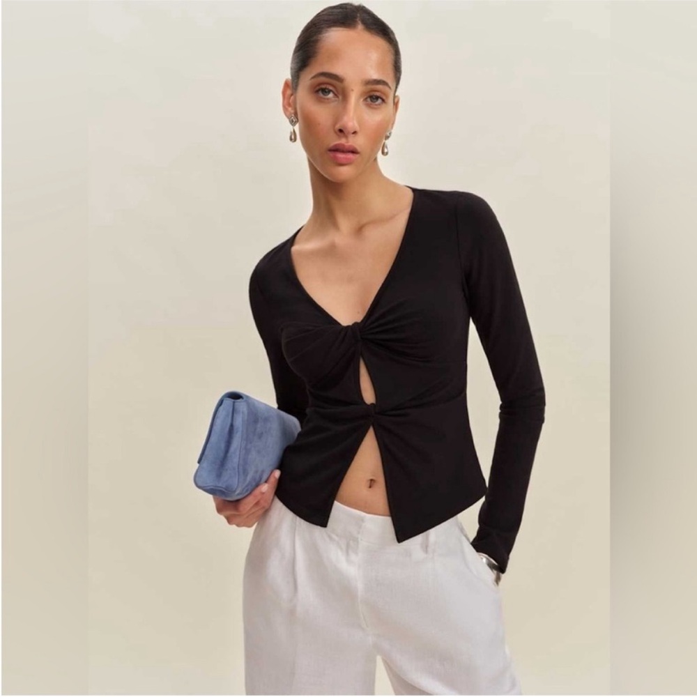 Reformation Silas Knit Top in Black
